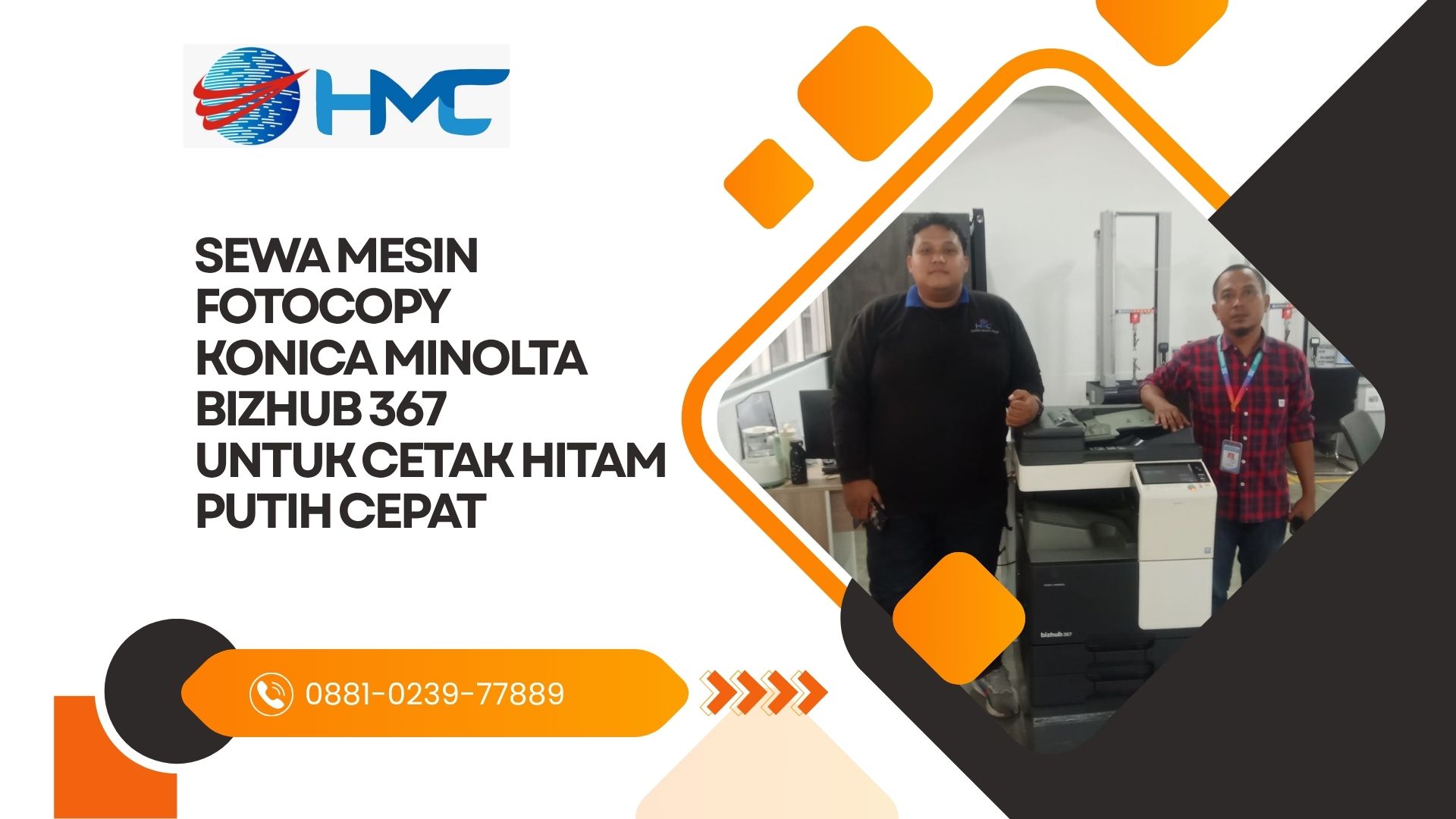 Sewa mesin fotocopy Konica Minolta Bizhub 367 untuk cetak hitam putih cepat
