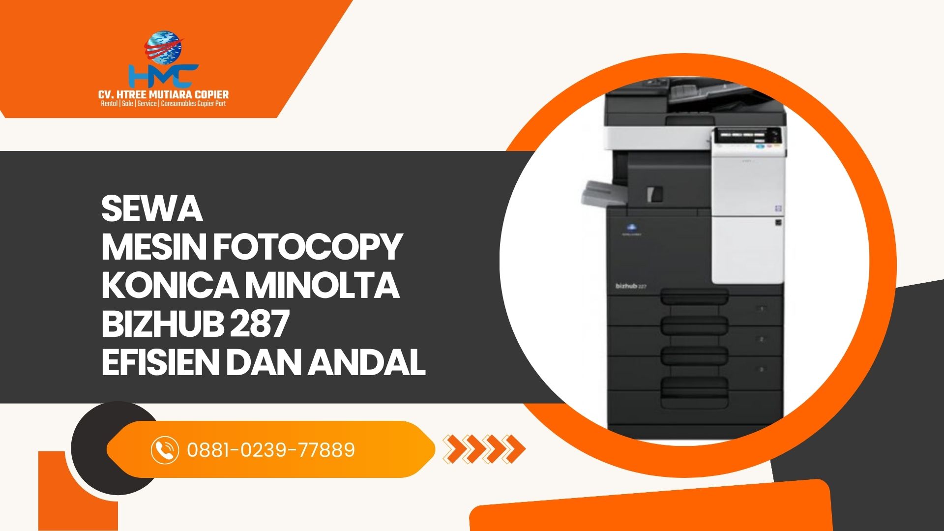 Sewa mesin fotocopy Konica Minolta bizhub 287 efisien dan andal